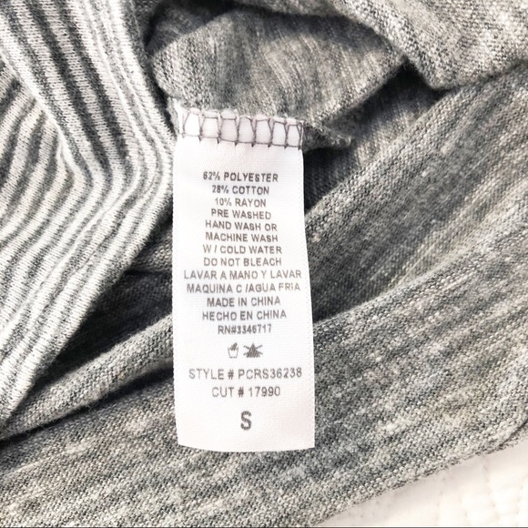 T Party NWT Embroidered Sleeve Gray Stripe Tee - S - Picture 7 of 11